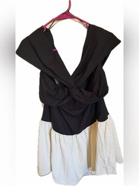 H&M Black and White Twisted-Back Mini Dress